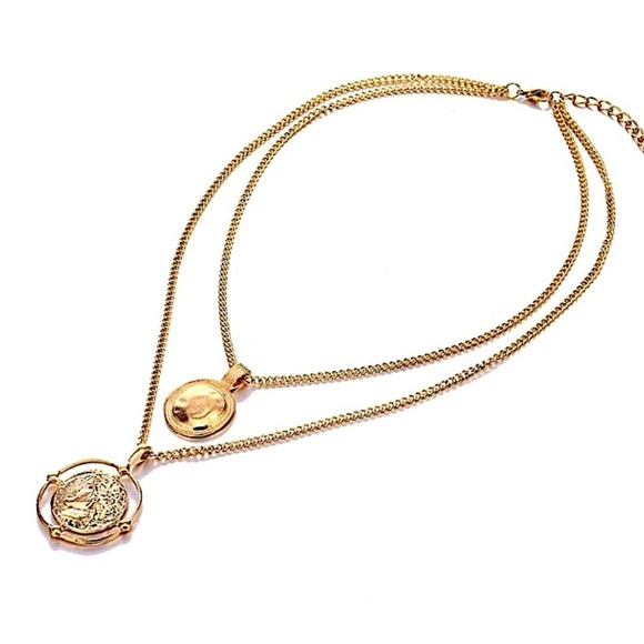 Gold Coin Pendant Necklace, Multilayer, Charm, Boho, Medallion - Picture 7 of 12